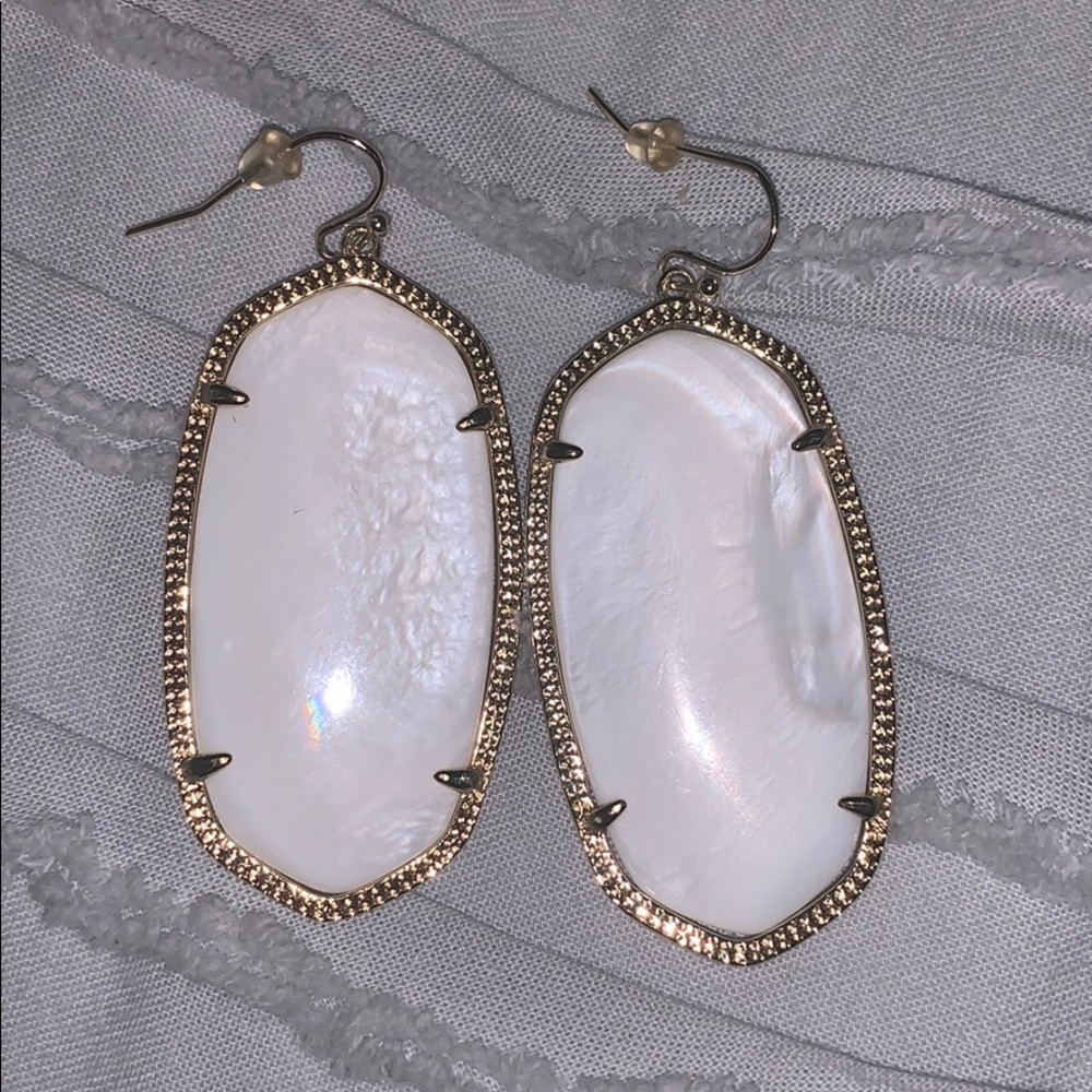 KS Danielle Gold Drop Earrings in White Pearl